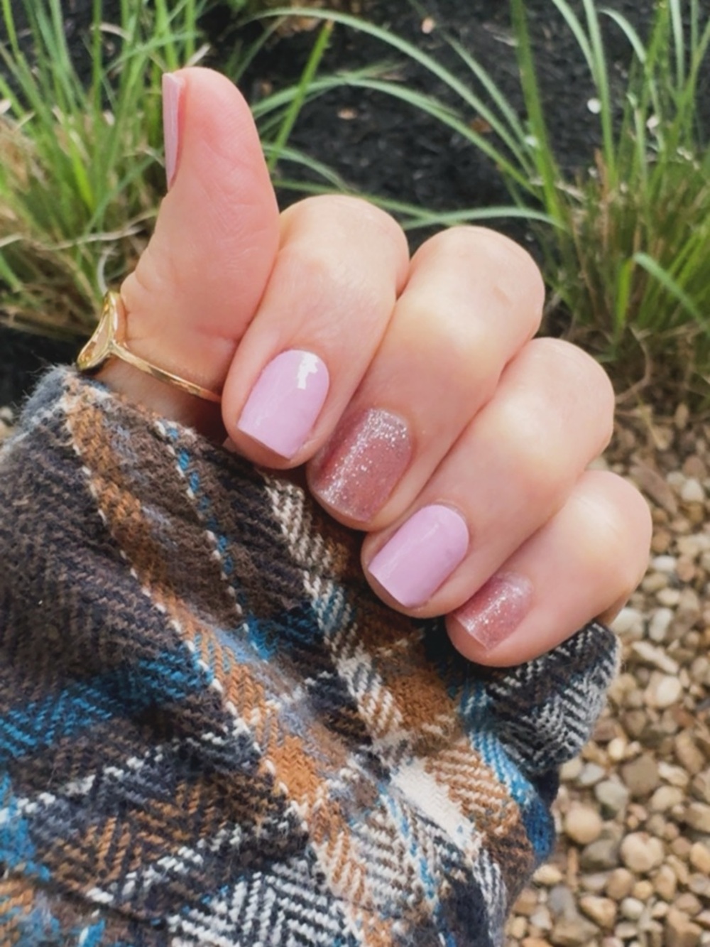 Soft Pink Clean Girl Nail Wraps | Glossy & Glitter Accent | Easy At-Home Mani